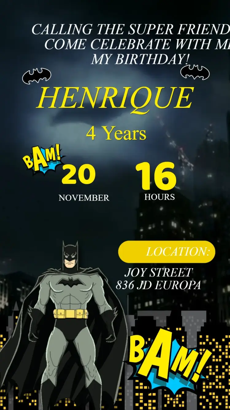Batman Birthday Invitation