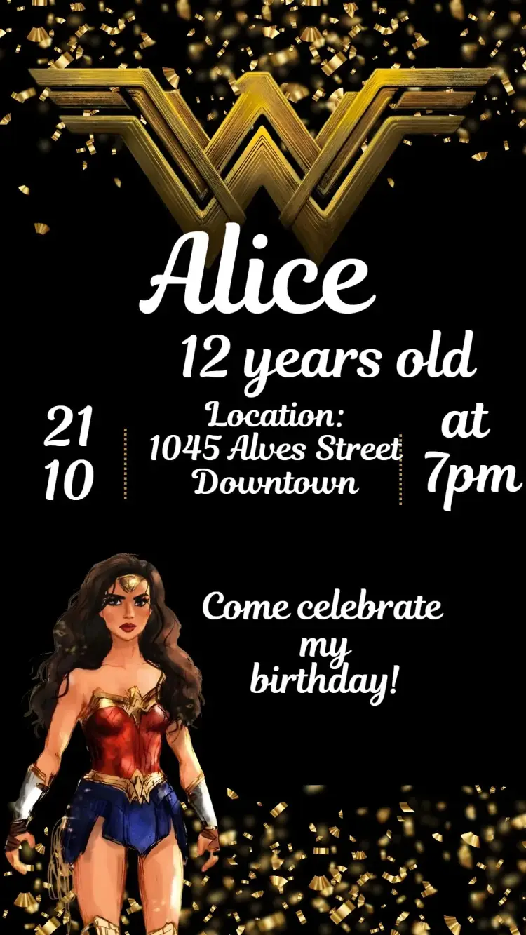 Invite Mulher Maravilha editable and customizable
