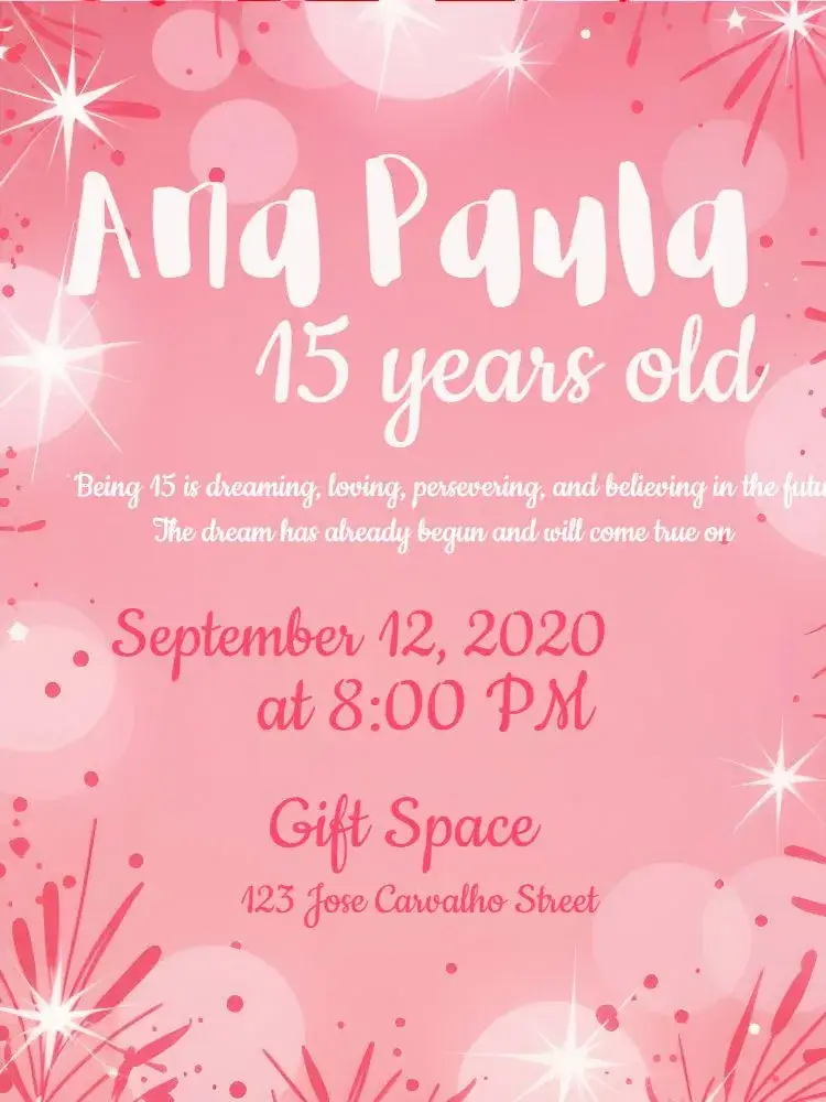 Invitation 15 Years - Pink Glitter Girl – Sweet 15 theme pink, glittery, modern, elegant, feminine, youthful