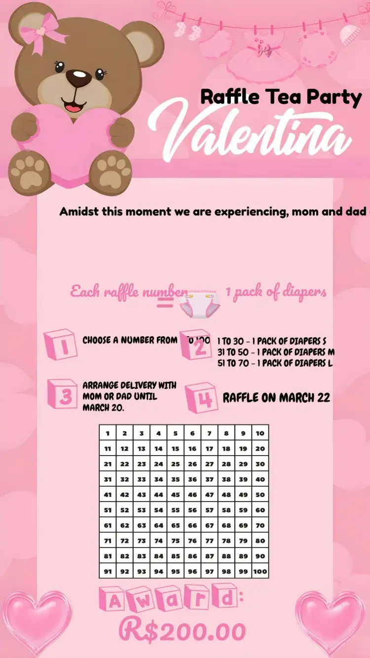 Invitation White Teddy Bear Raffle Tea Party – Raffle Tea theme delicate, royalty, cute, elegant, childish, pink and white