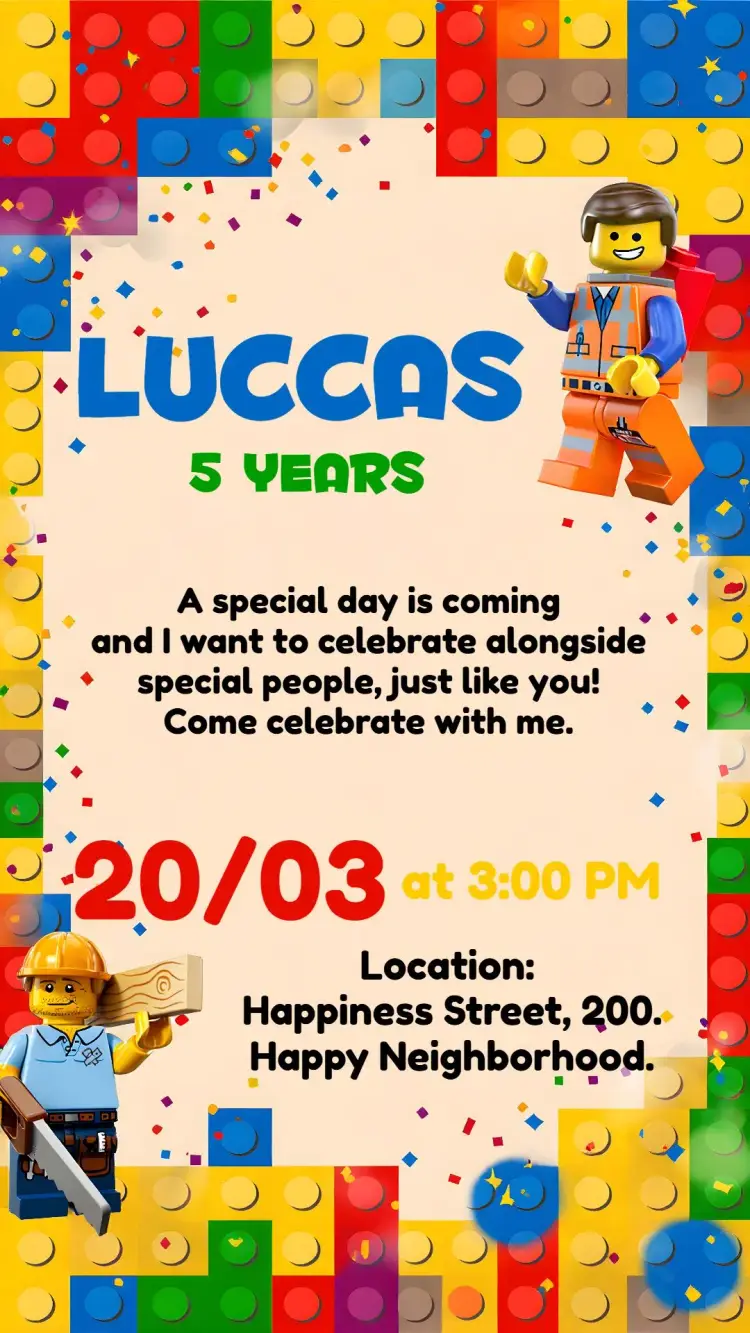 Colorful Lego invitation