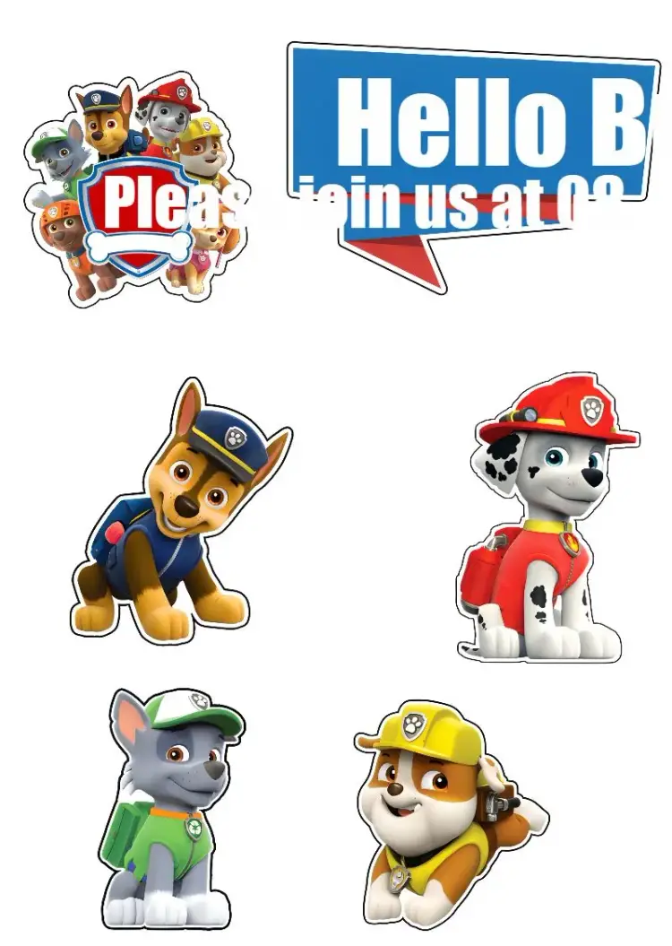 Red Paw Patrol Cake Topper invitation