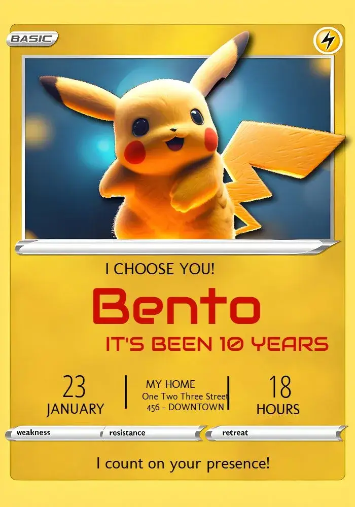 Pokemon Charizard Card invitation