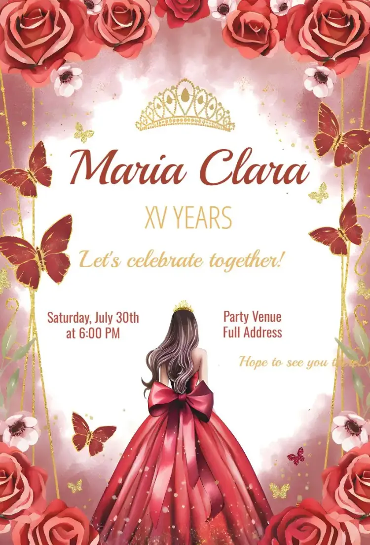 15th Floral Debutante invitation
