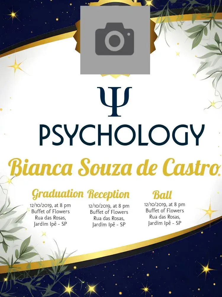 Psychology Graduation With Golden Photo invitation