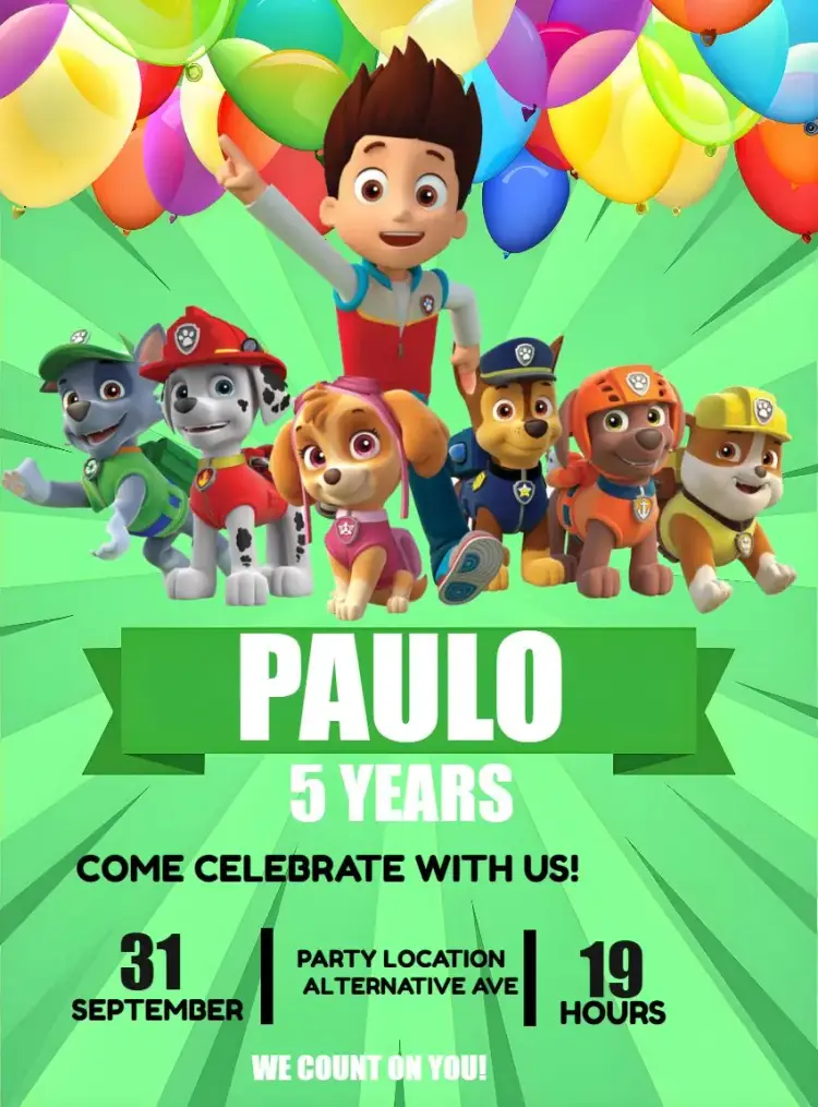 Paw Patrol invitation