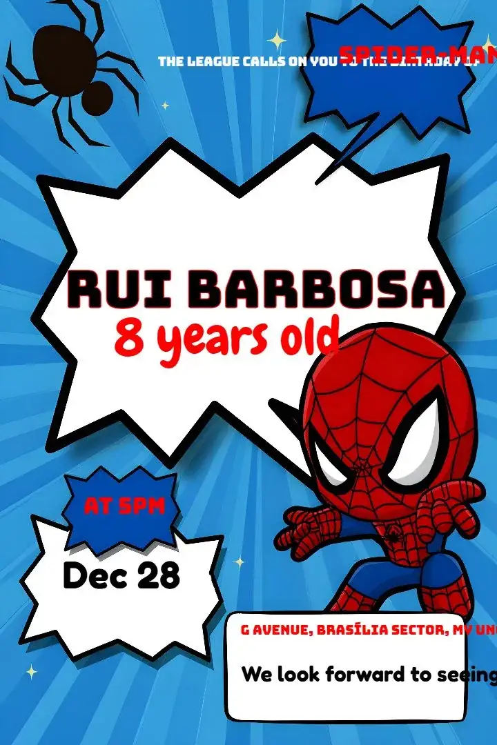 Invitation Spider-Man Spider-man – Most searched for theme colorful, comic, modern, dynamic, youthful, adventure