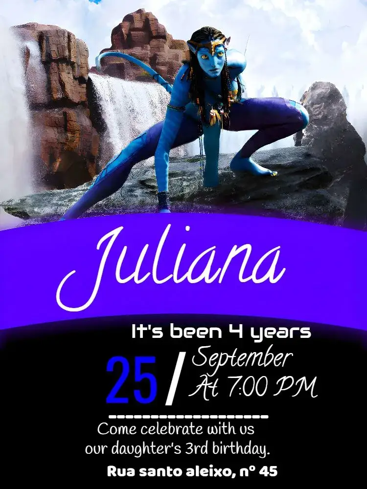 Invitation Blue Avatar – Birthday theme modern, contemporary, geometric, blue and black, rocks, fun