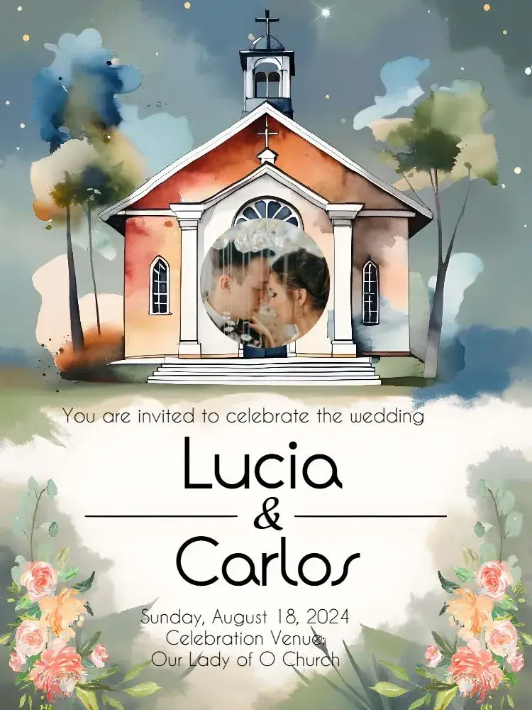 Church Wedding With Pink Photo invitation