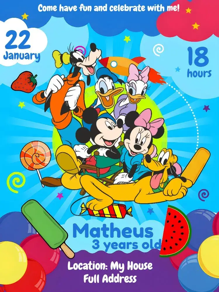 Digital Mickey Mouse Club invitation