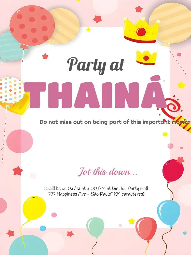 Colorful Kids Cake invitation