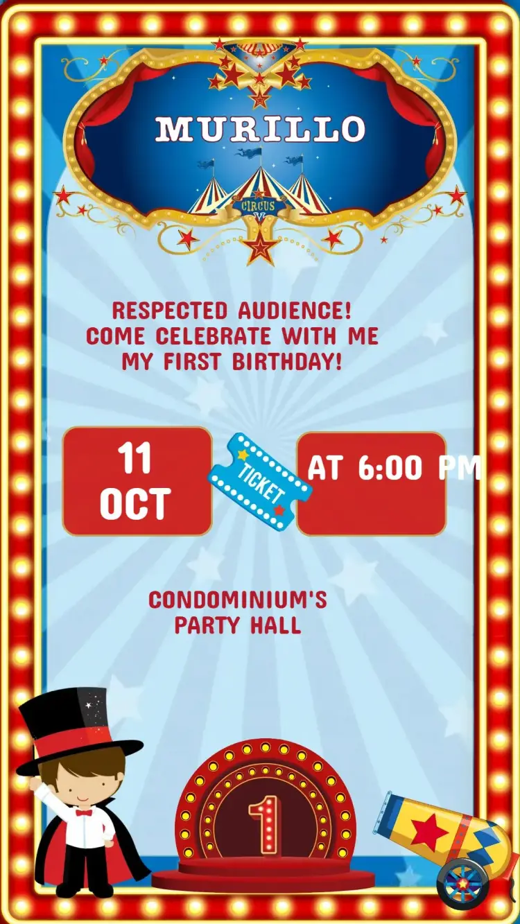Boy's Circus Birthday Invitation