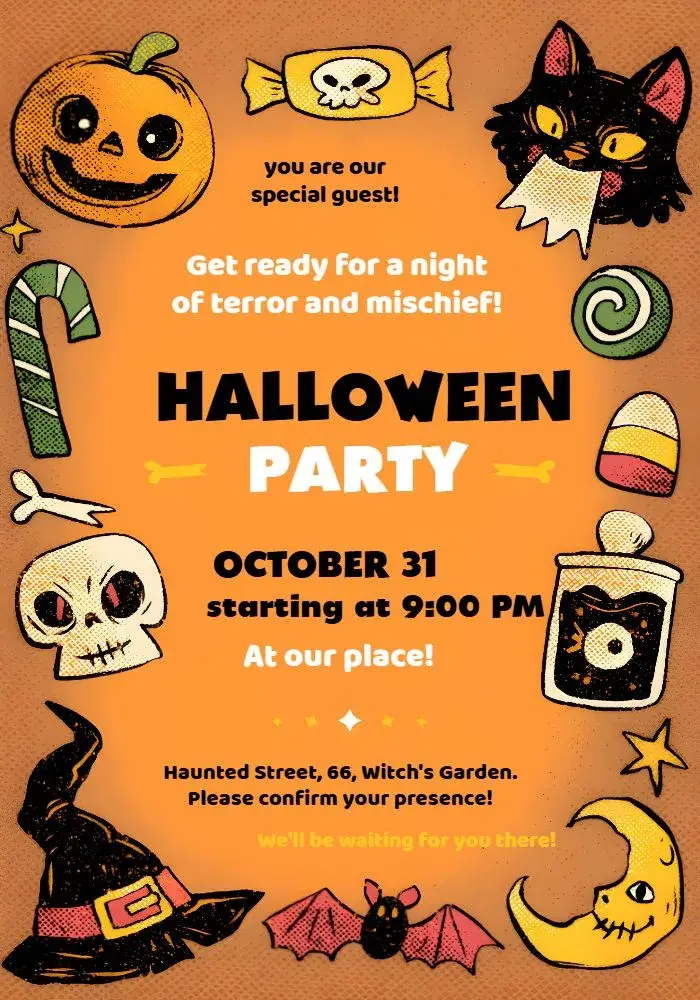 Halloween Moon Party invitation