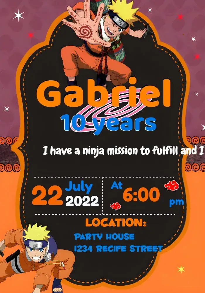 Red Naruto invitation