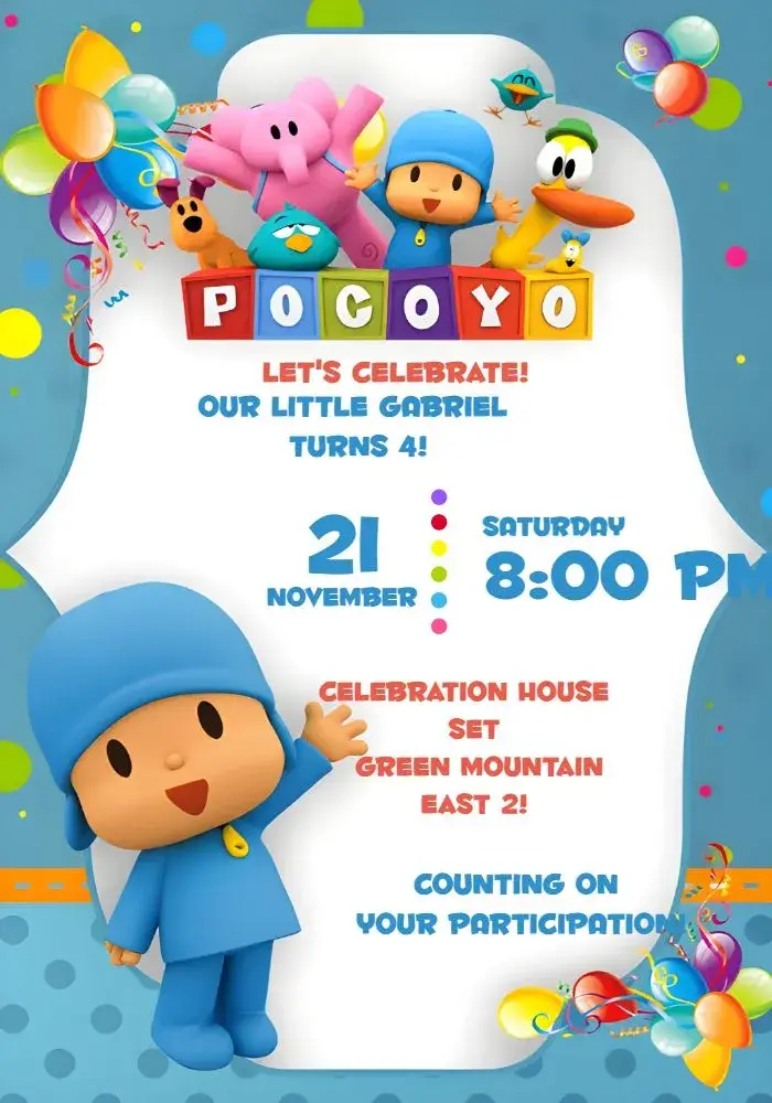 Pocoyo Logo invitation