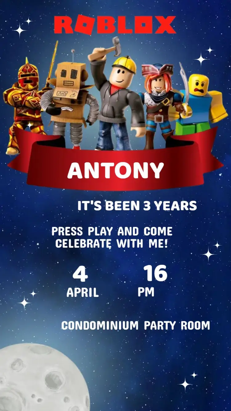 Roblox Birthday Invitation