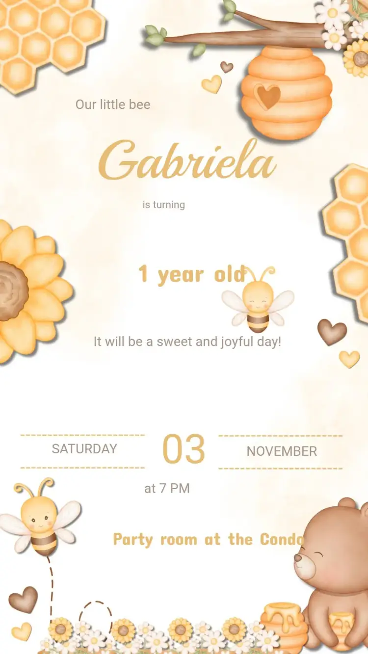 Bumblebee Kids Birthday Invitation