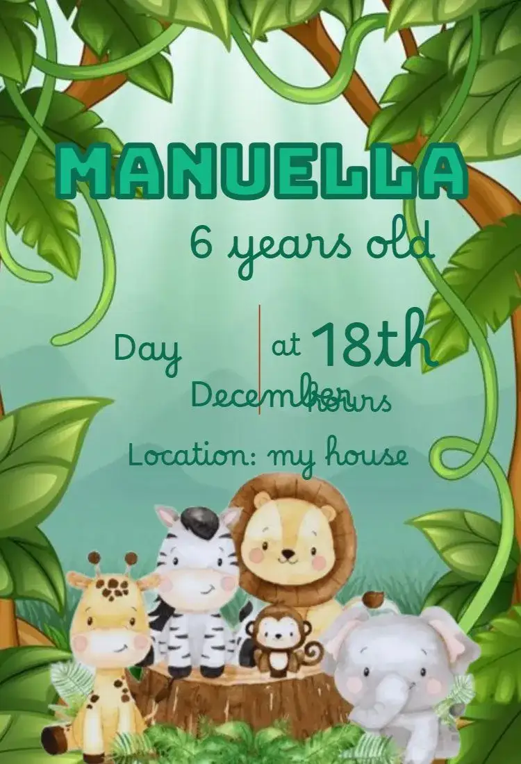 Invitation Safari Invitation – Kids' Birthday Party theme jungle, animals, vibrant colors, fun, tropical, colorful