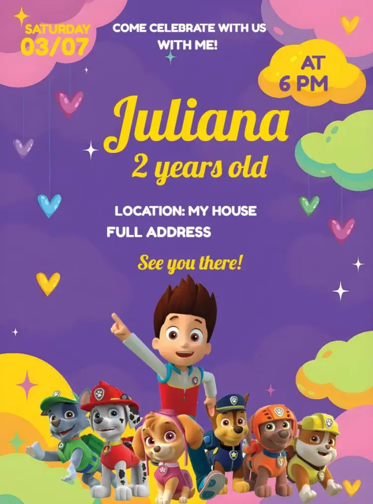 Digital Paw Patrol invitation
