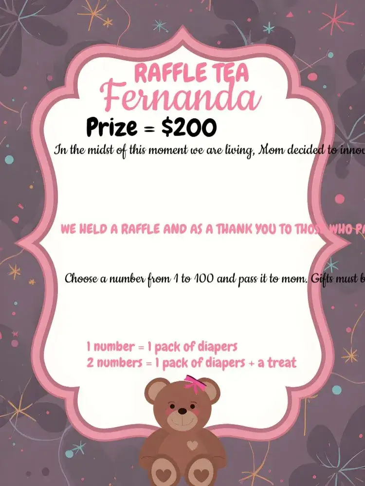 Invitation Pink Teddy Bear Raffle Tea Party – Raffle Tea theme soft pink, delicate white, bear illustrations, childlike style, cheerful design