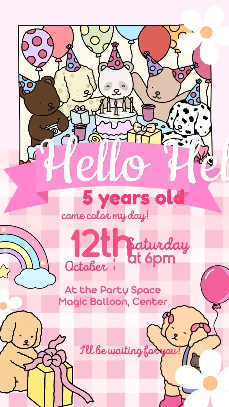 Invitation Bobbie Goods – Most searched for theme pink, childish, fun, colorful, modern, illustrations