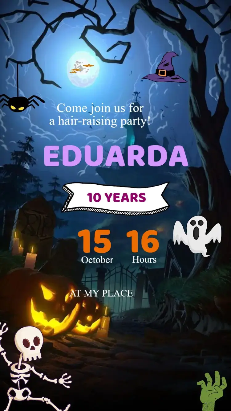Invitation Invitation Halloween Birthday – Kids' Birthday Party theme dark-themed, fun-filled, colorful, themed, magical