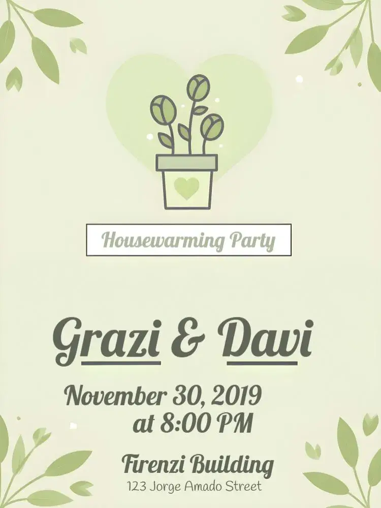 New Home Potluck Tea invitation