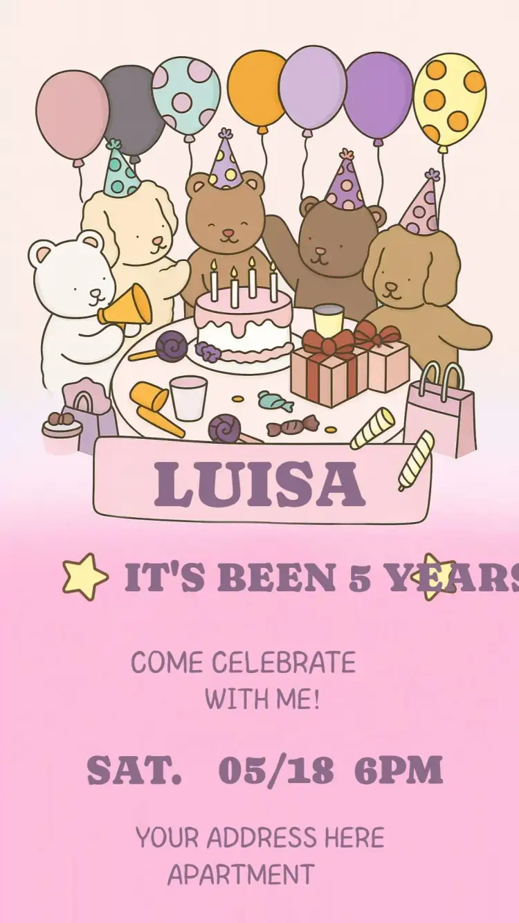 Invitation Bobbie Goods – Kids' Birthday Party theme colorful, fun, modern, playful, feminine