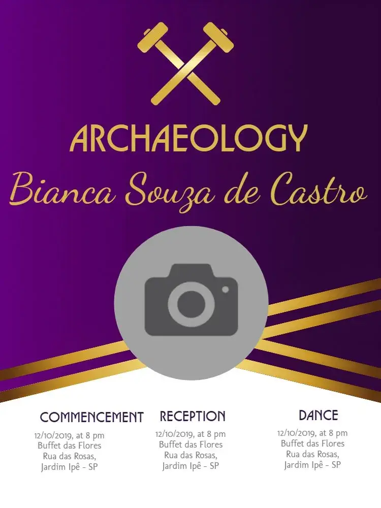 Archaeology Graduation With Golden Photo invitation