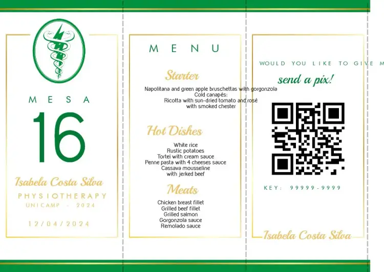 Menu Triangle Physiotherapy Graduation Course invitation