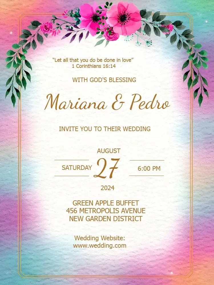 White Floral Wedding invitation