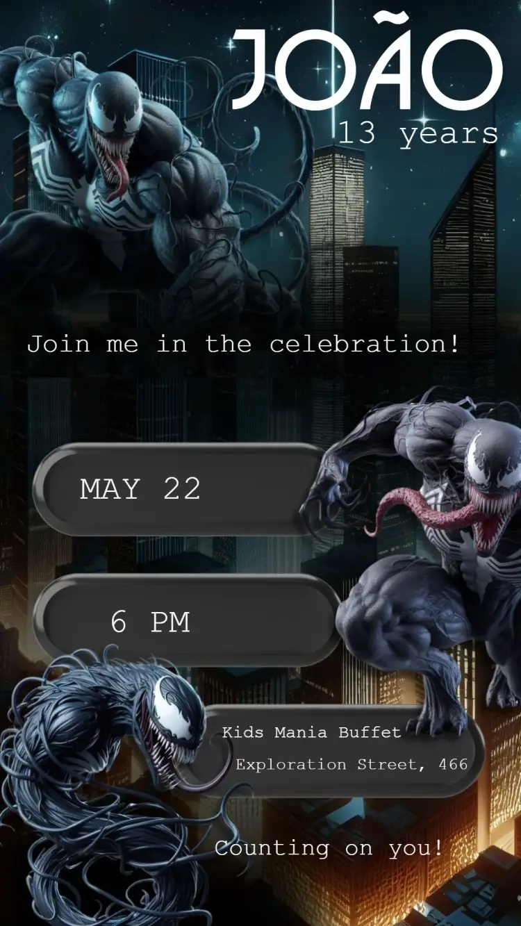 Invite Venom Adventure editable and customizable