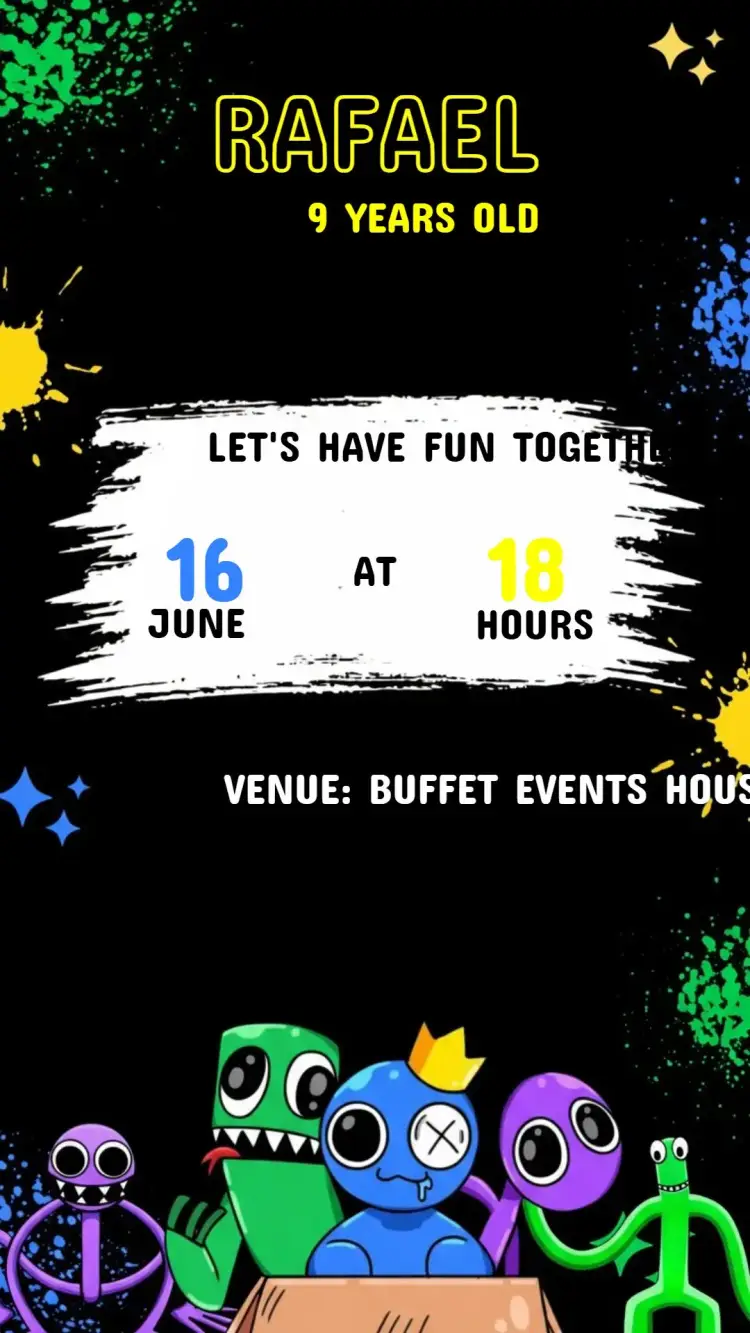Rainbow friend Birthday Invitation
