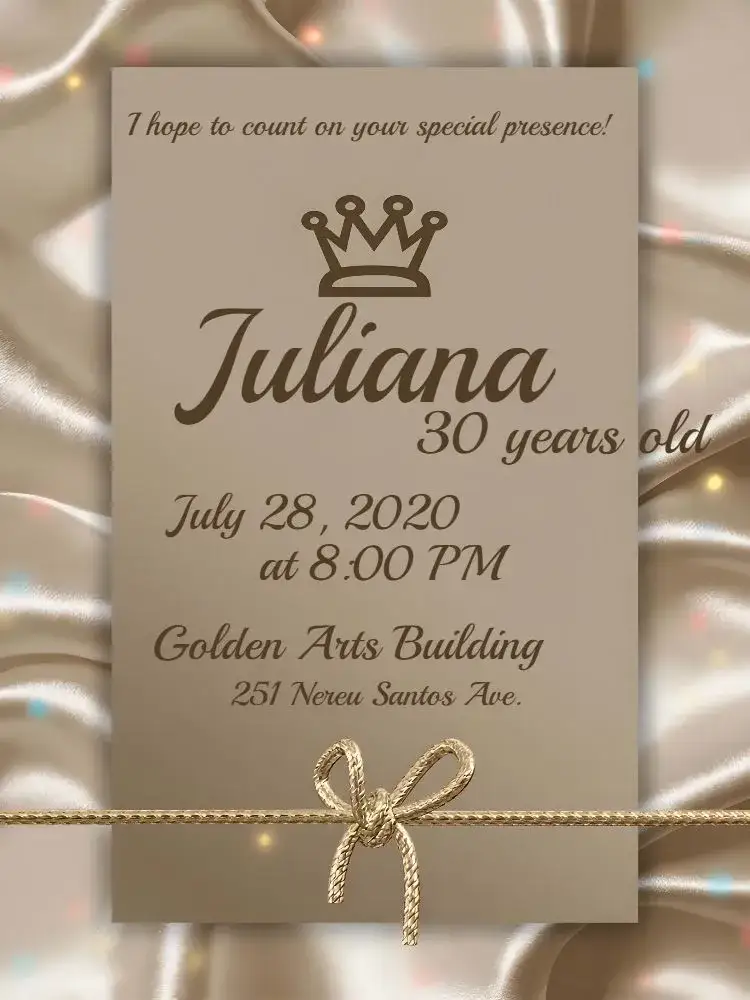 Invitation Adult - Golden Royalty – Birthday theme golden, classic, elegant, brown, feminine, royalty