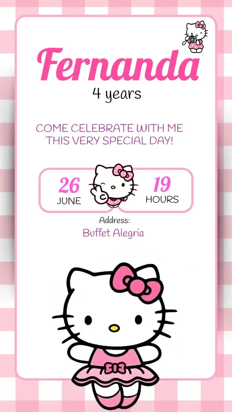 Pink Hello Kitty invitation