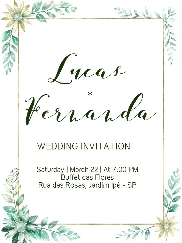 Wedding White Foliage invitation