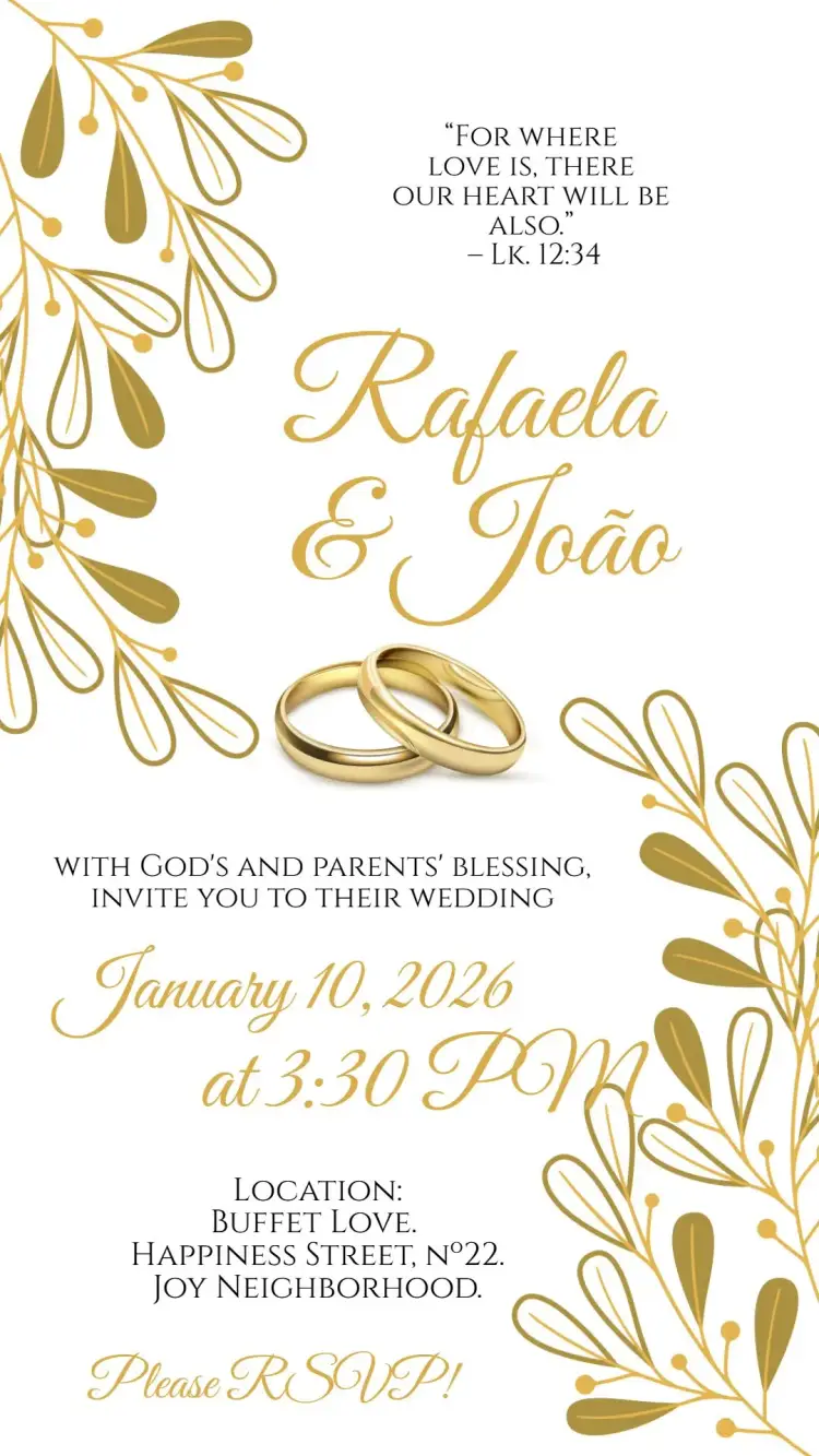 Invite Golden Wedding Rings editable and customizable