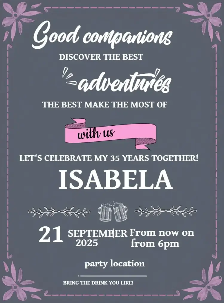 Invite Good Friends Pink Gray Pub Good editable and customizable