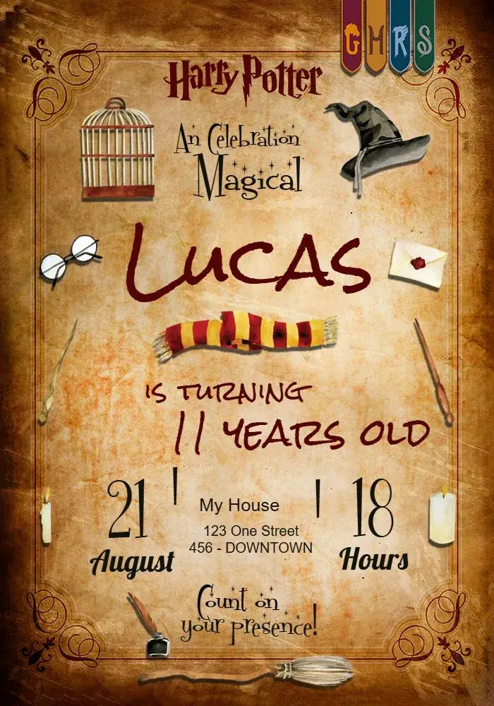 Harry Potter Hogwarts invitation