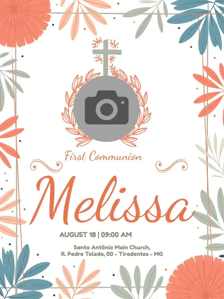 First Communion With Beige Photo invitation