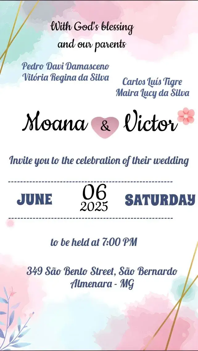 Pink Watercolor Floral Wedding invitation
