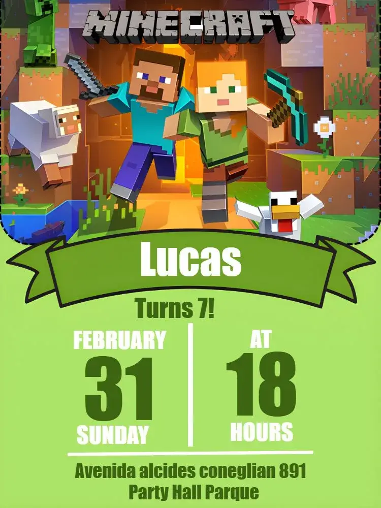 Invite White Minecraft editable and customizable
