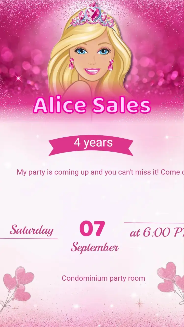 Invitation Barbie Birthday Invitation – Kids' Birthday Party theme pink, lilac, sparkle, childish, fun, colorful