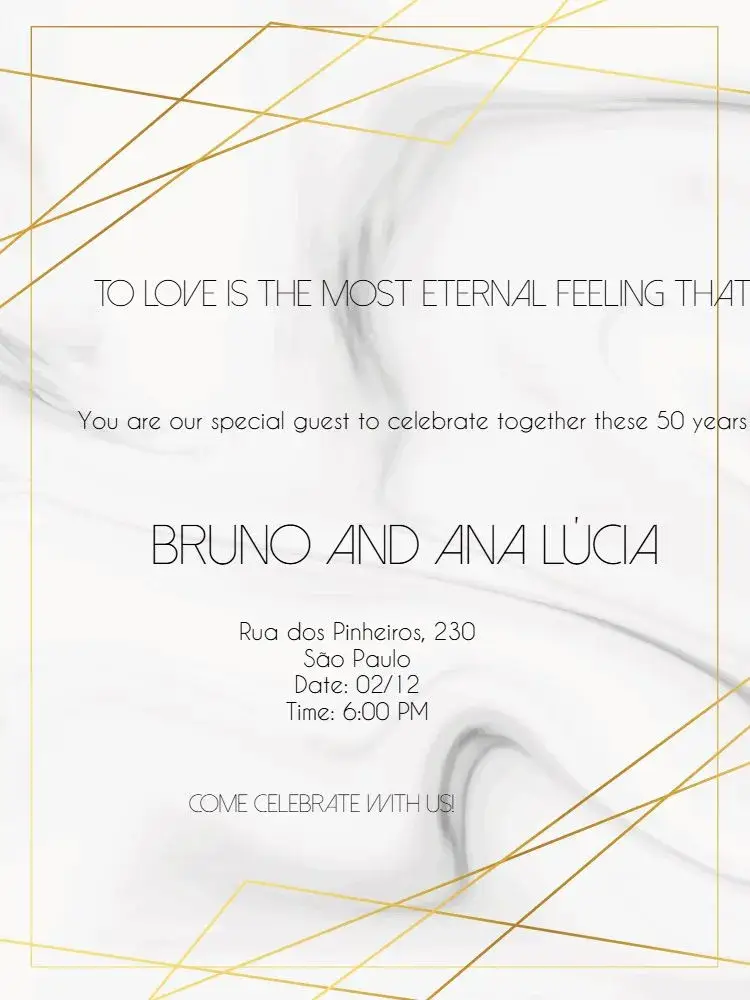 Golden Wedding Anniversary Marble invitation