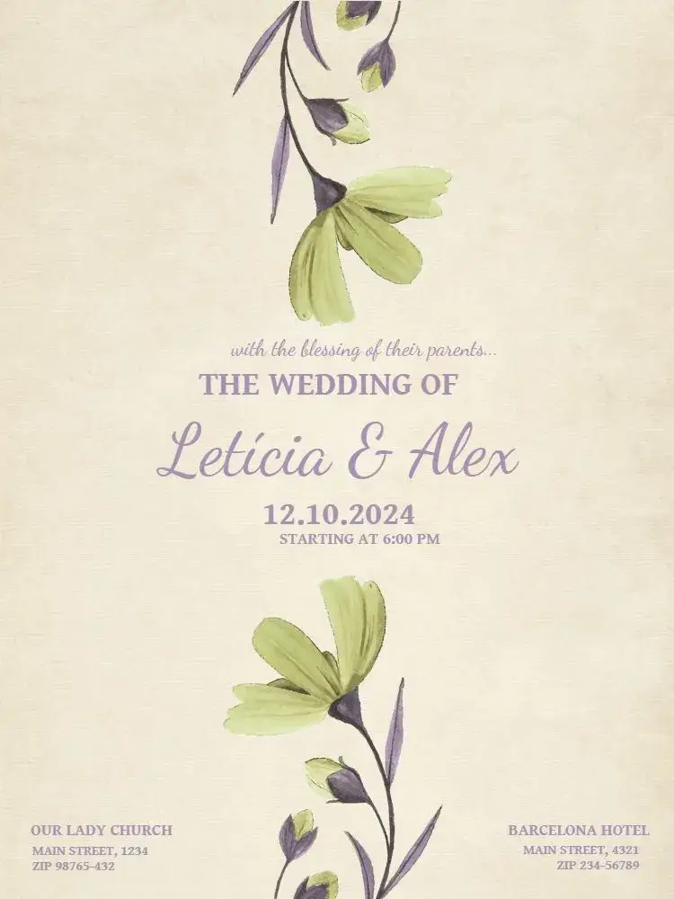 Rustic Floral Beige Wedding invitation