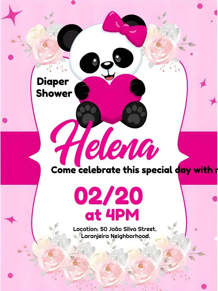 Pink Panda Bear Baby Shower invitation