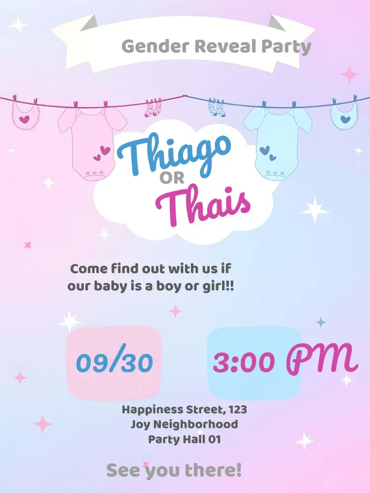 Blue Clothesline Gender Reveal Tea Party invitation