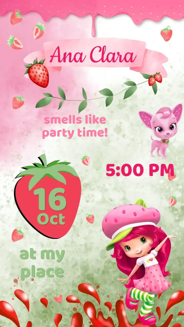 Strawberry Birthday Invitation
