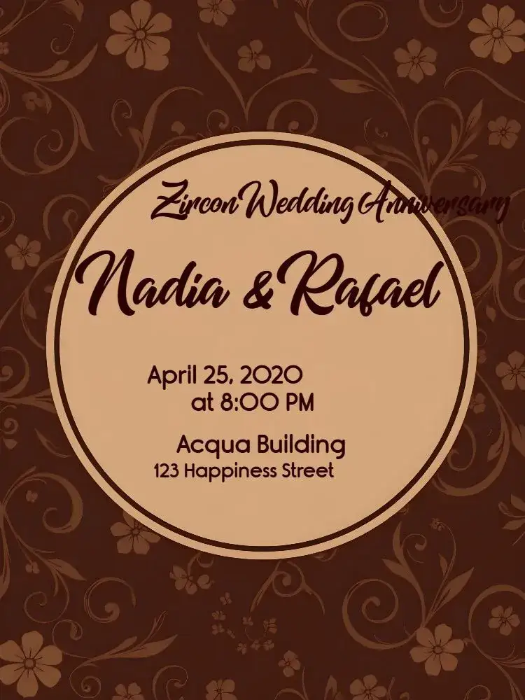 Invitation Zircon Wedding Anniversary 21 – Bridal Shower theme brown, crystal, elegant, modern, simple