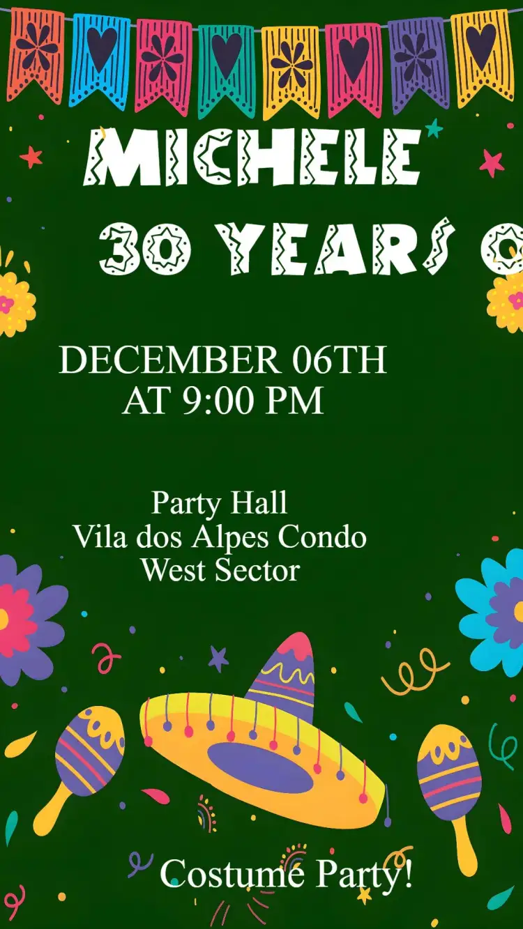 Invitation Mexican Party – Birthday theme colorful, tropical, vibrant, folkloric, fun, cultural